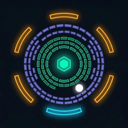 Brick Breaker: Overdrive emblem — a ring arena with six paddles